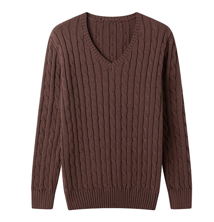 Sableau Cable V-Neck Knit in Coffee
