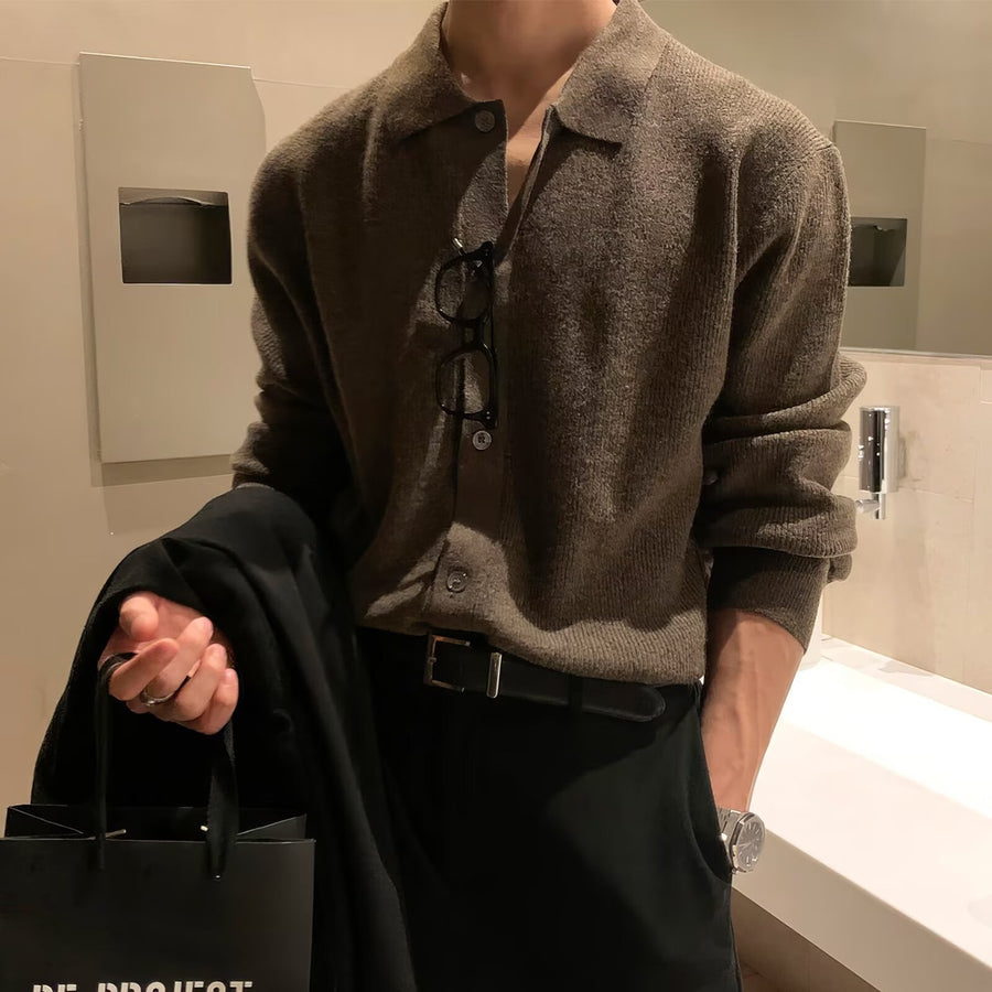 Sableau Ribbed Cardigan Shirt in Brown