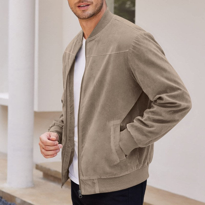 Sableau Suede-Look Bomber in Camel
