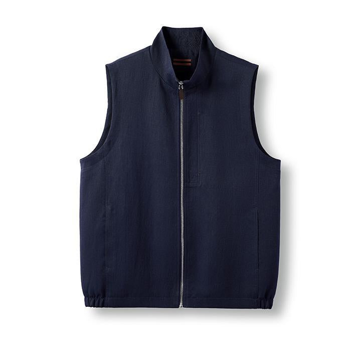 Sableau Linen-Blend Zip Gilet in Navy