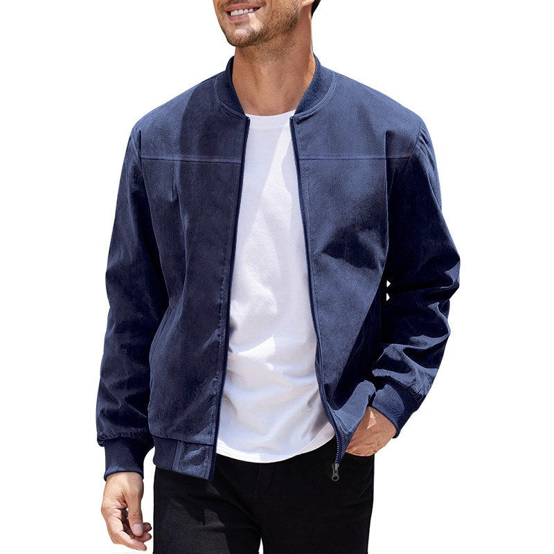 Sableau Suede-Look Zip Shirt Jacket in Navy