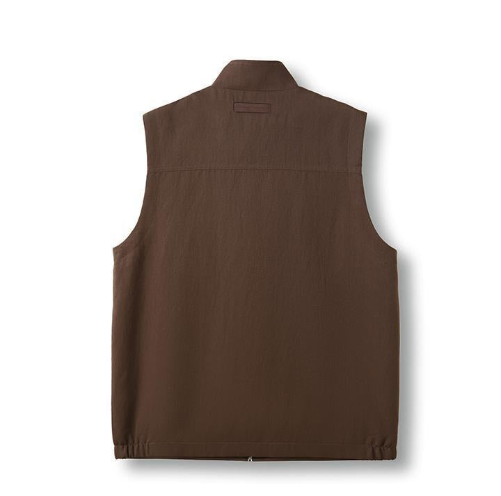 Sableau Linen-Blend Zip Gilet in Brown