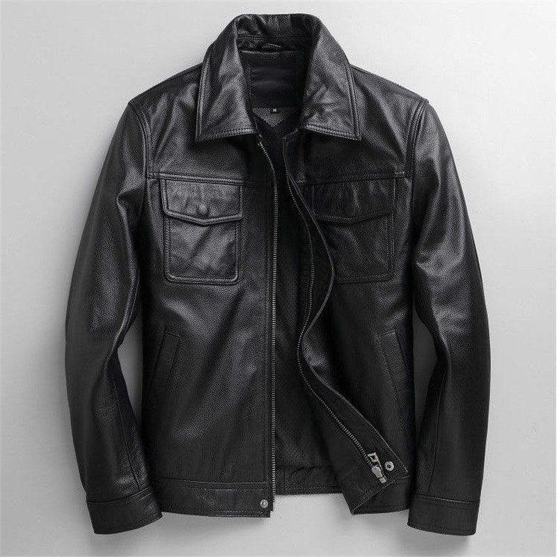 Sableau Leather Shirt Jacket in Black