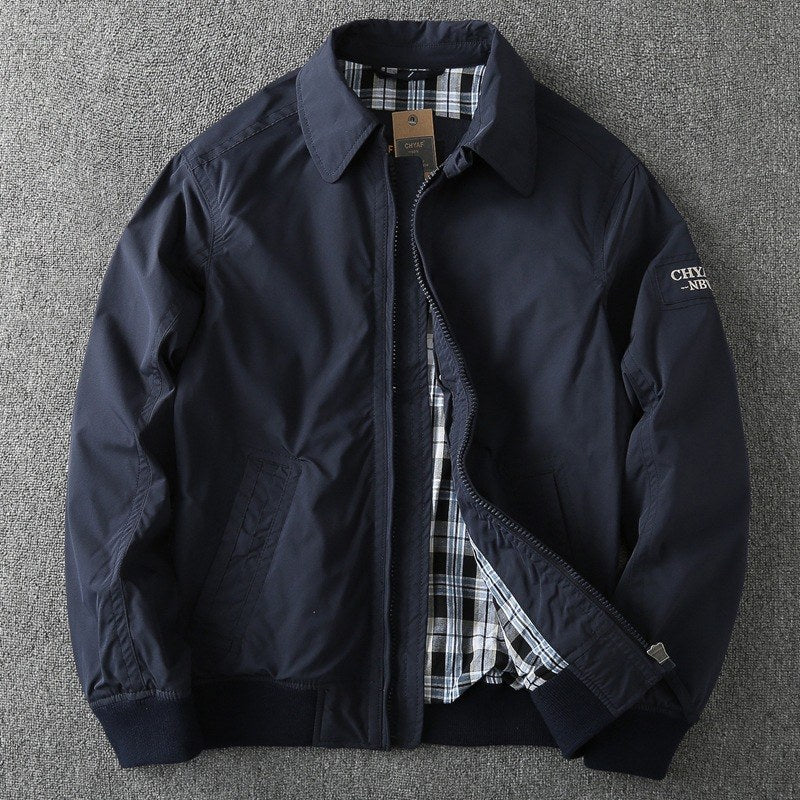 Sableau Check-Lined Harrington in Navy