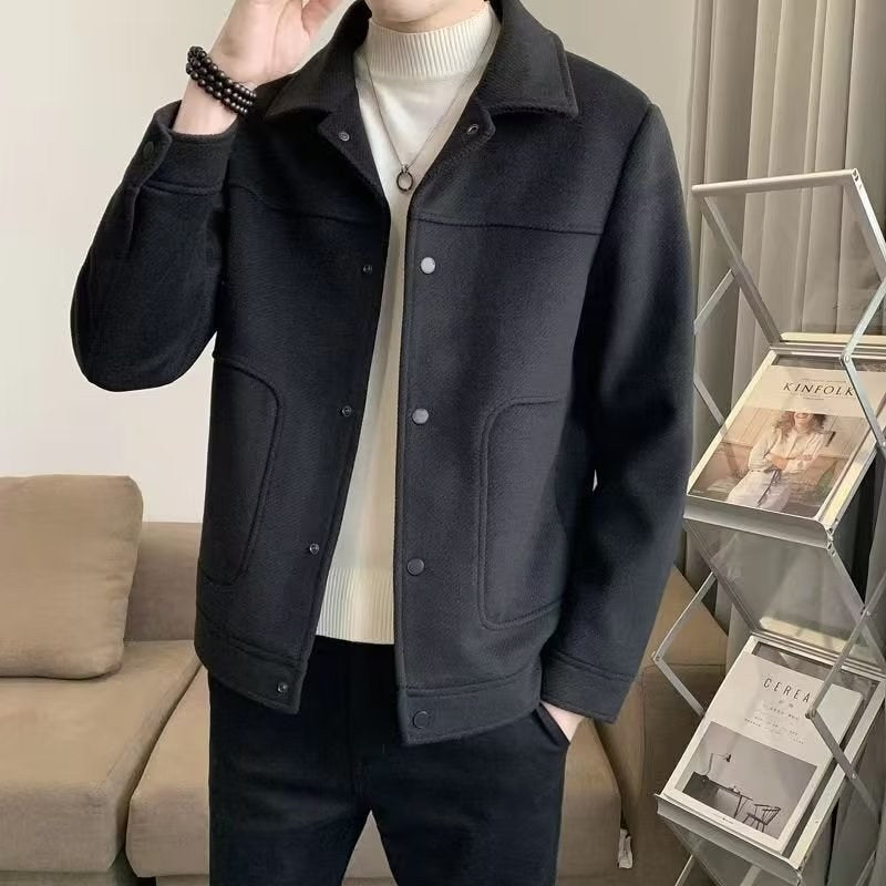 Sableau Wool-Blend Trucker Jacket in Black
