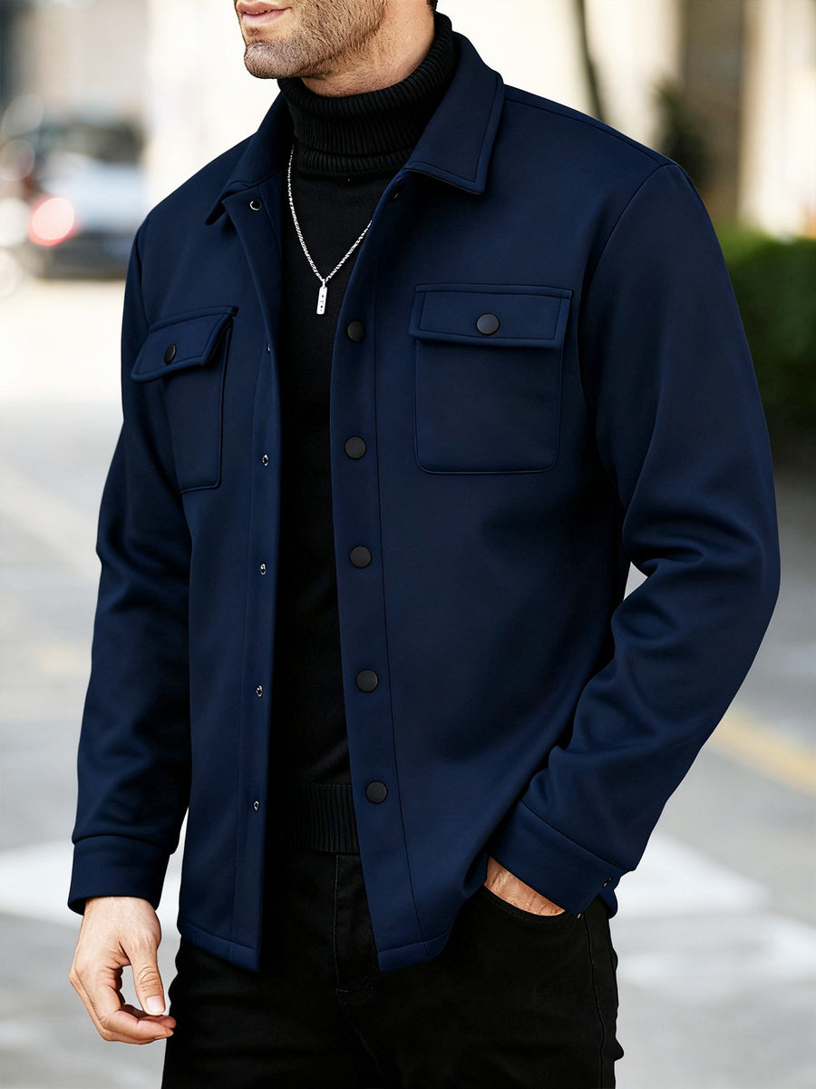 Sableau Brushed Overshirt Jacket in Navy