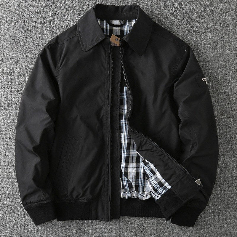 Sableau Check-Lined Harrington in Black