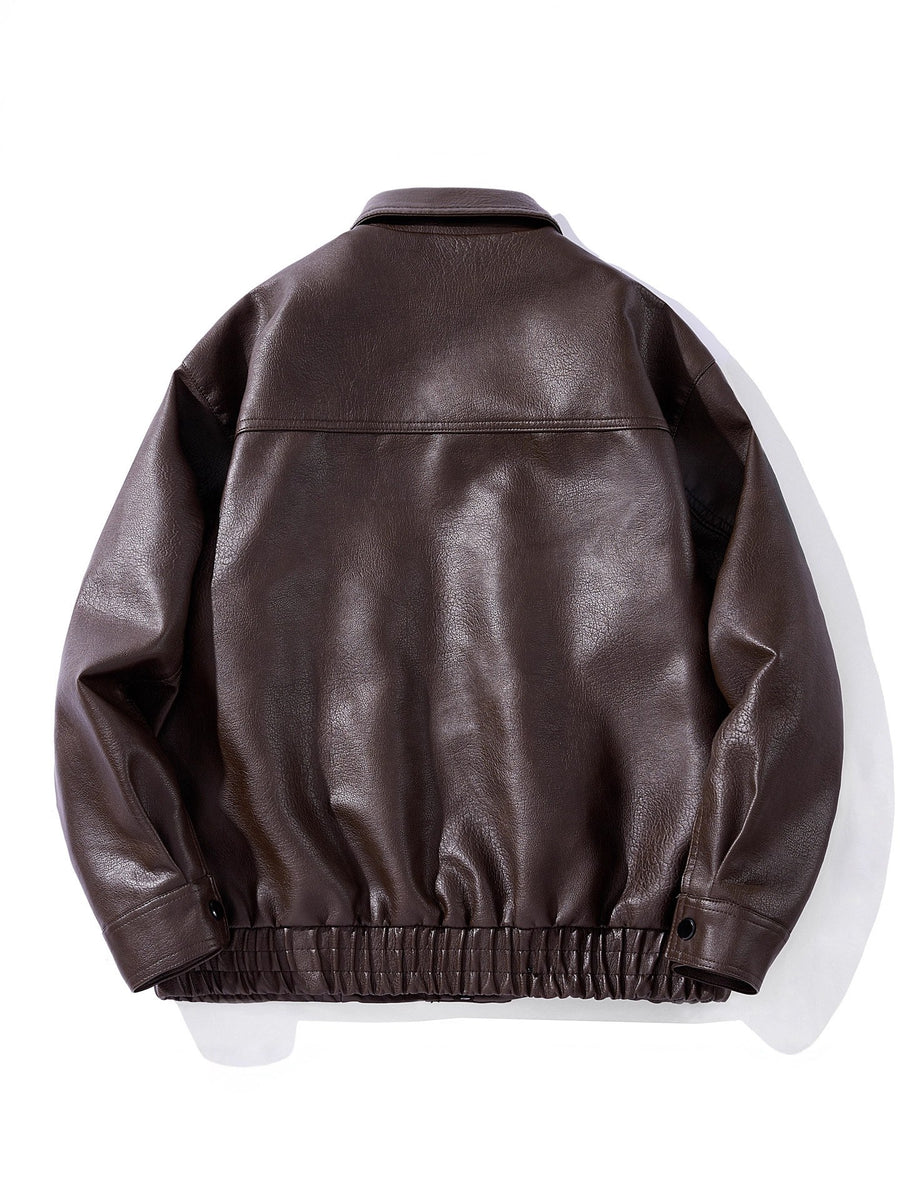 Sableau Oversized Leather-Look Jacket in Coffee