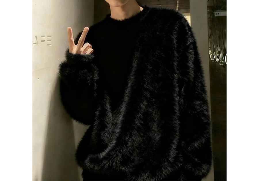 Sableau Fuzzy Crew Knit in Black