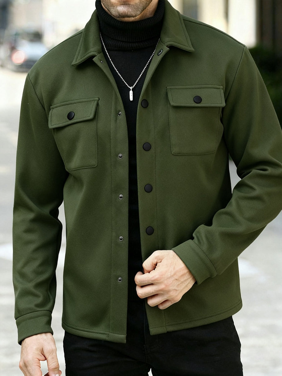 Sableau Brushed Overshirt Jacket in Green