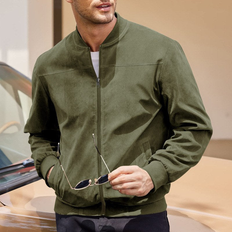 Sableau Suede-Look Bomber in Army Green