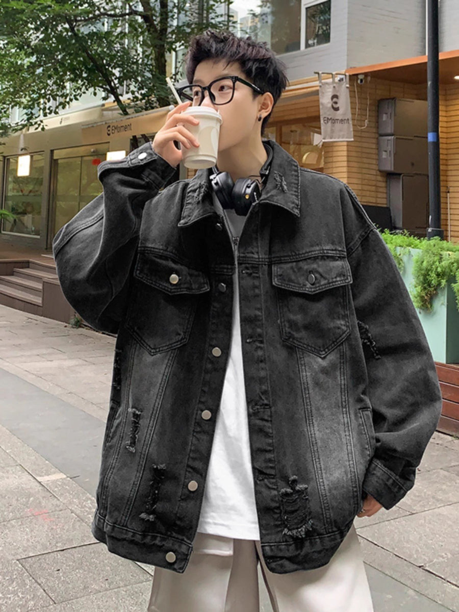 Sableau Washed Denim Trucker in Black