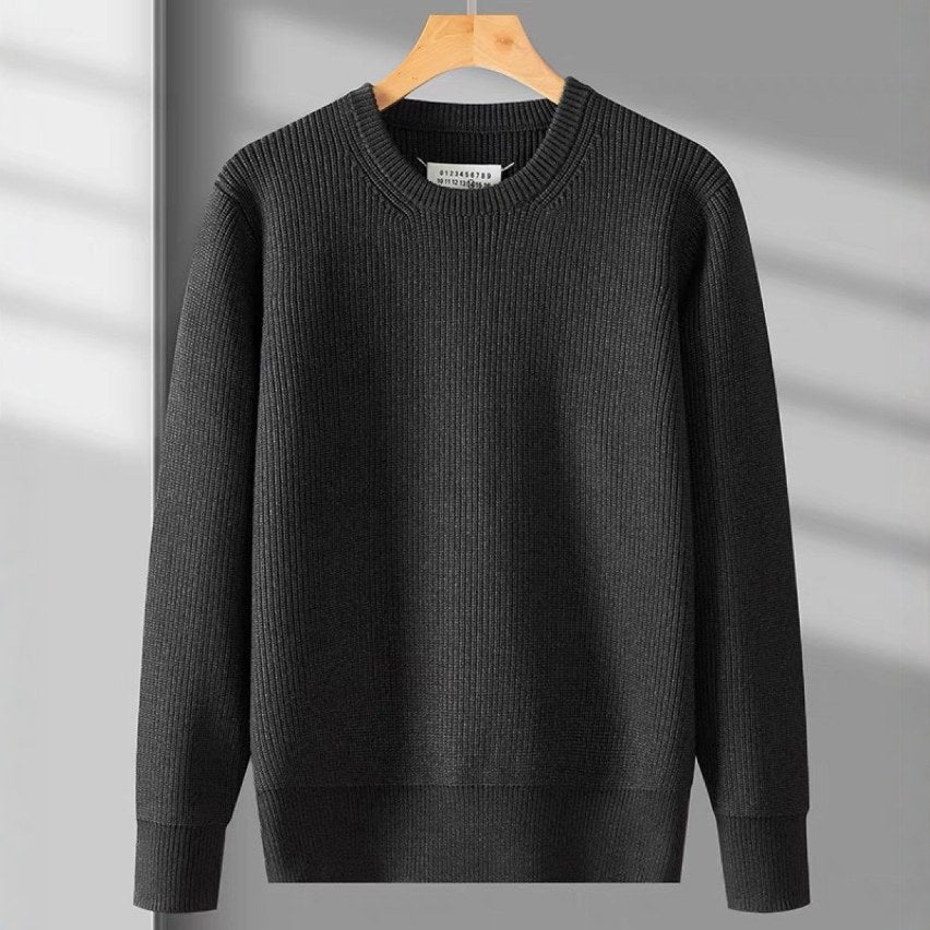 Sableau Ribbed Cotton Crew Knit in Black