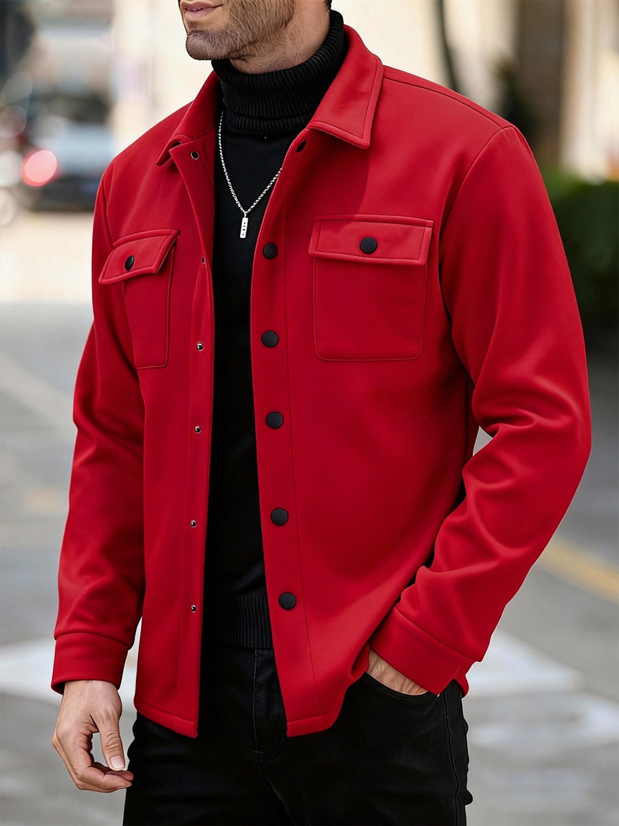 Sableau Brushed Overshirt Jacket in Red