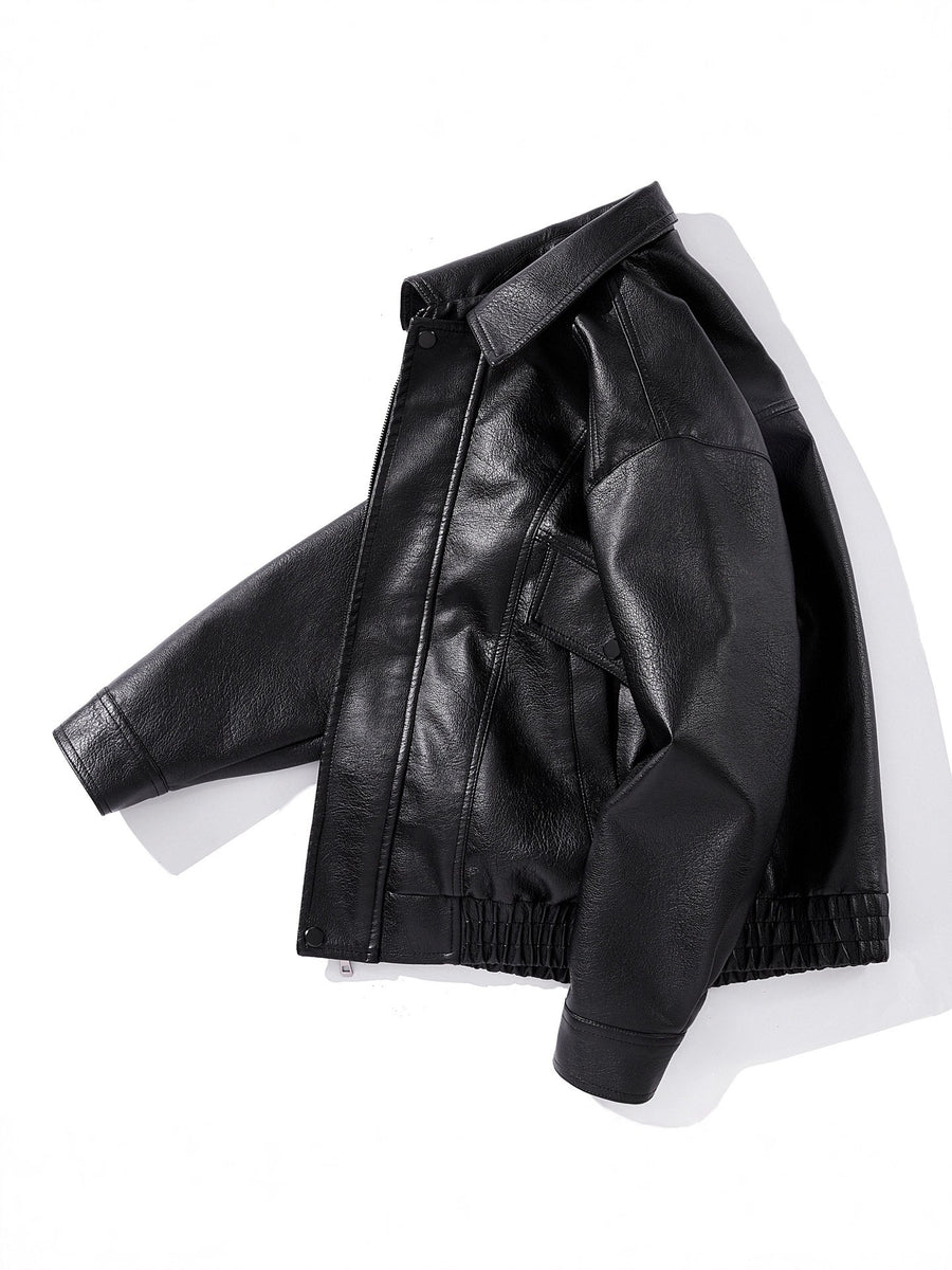 Sableau Oversized Leather-Look Jacket in Black