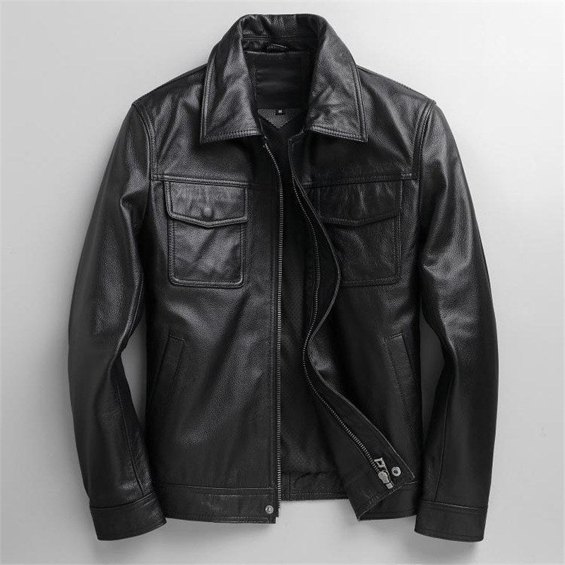 Sableau Leather Shirt Jacket in Black