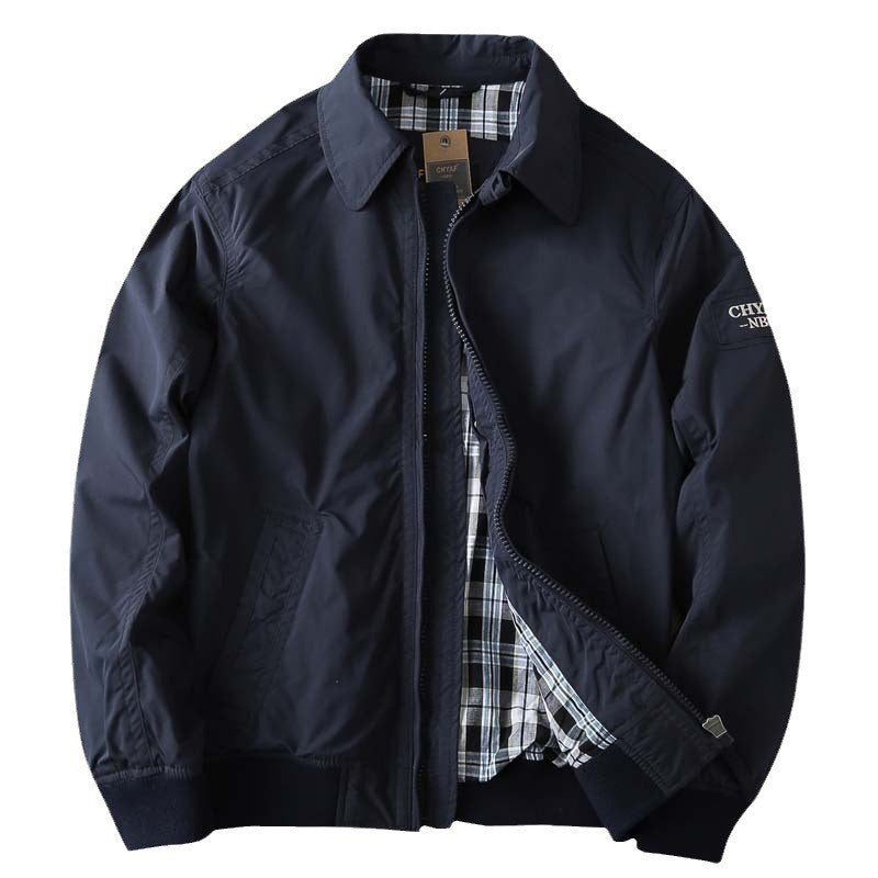 Sableau Check-Lined Harrington in Navy