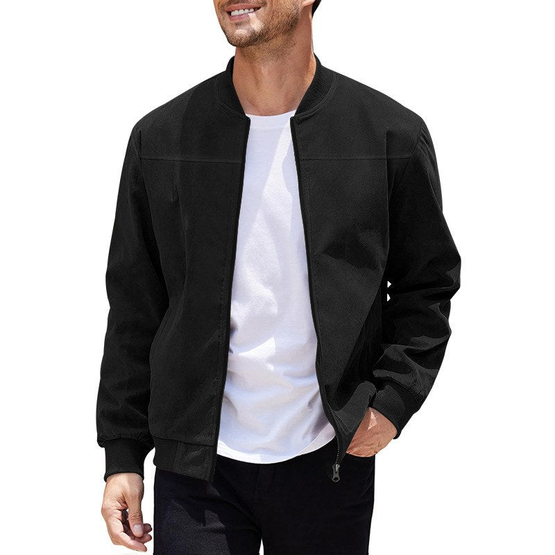 Sableau Suede-Look Zip Shirt Jacket in Black