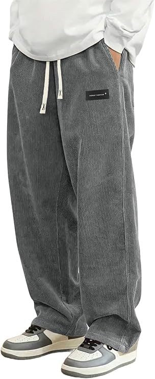 Sableau Corduroy Drawstring Trousers in Grey