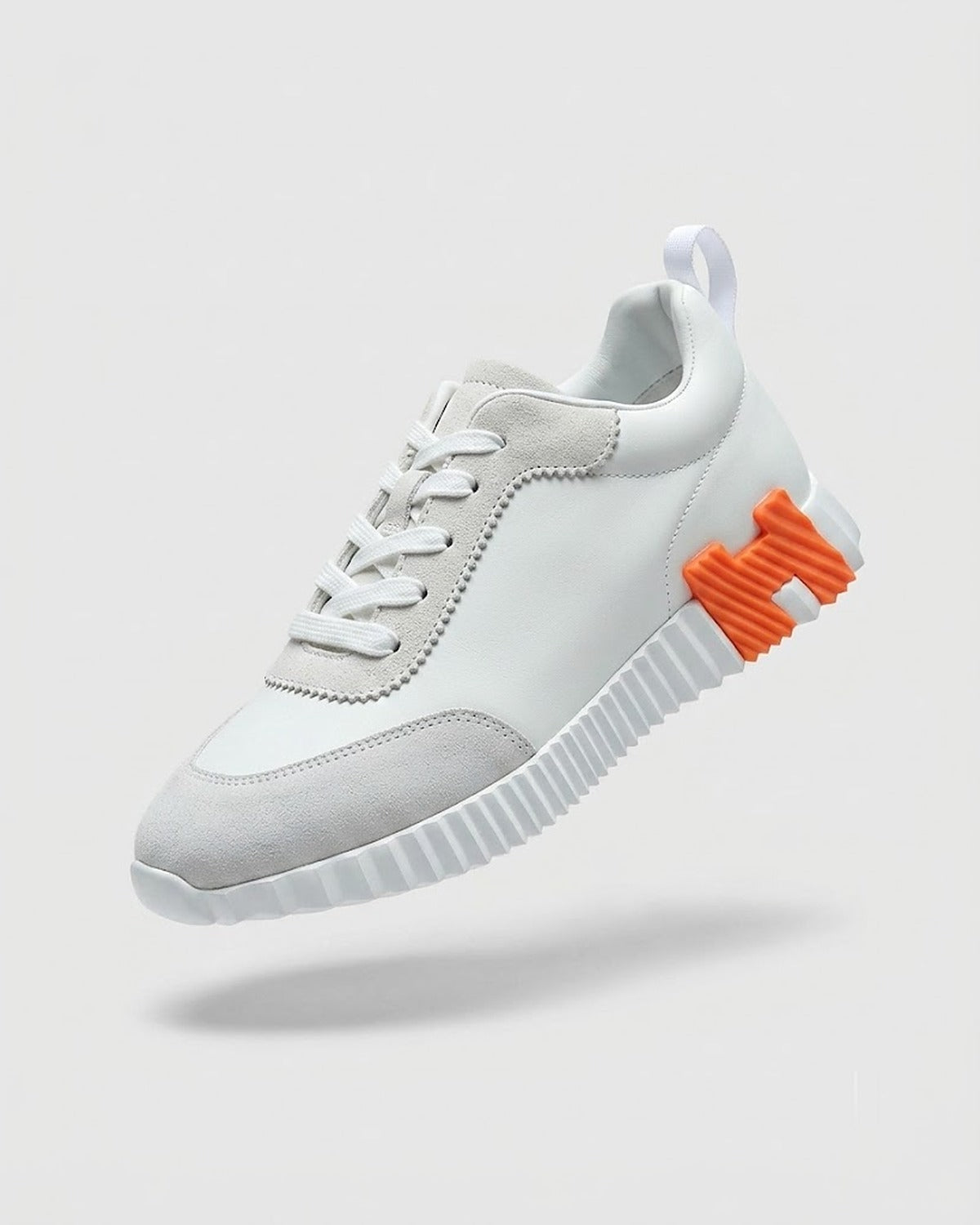 Sableau HB Sneakers in White / Orange — low-top leather runner