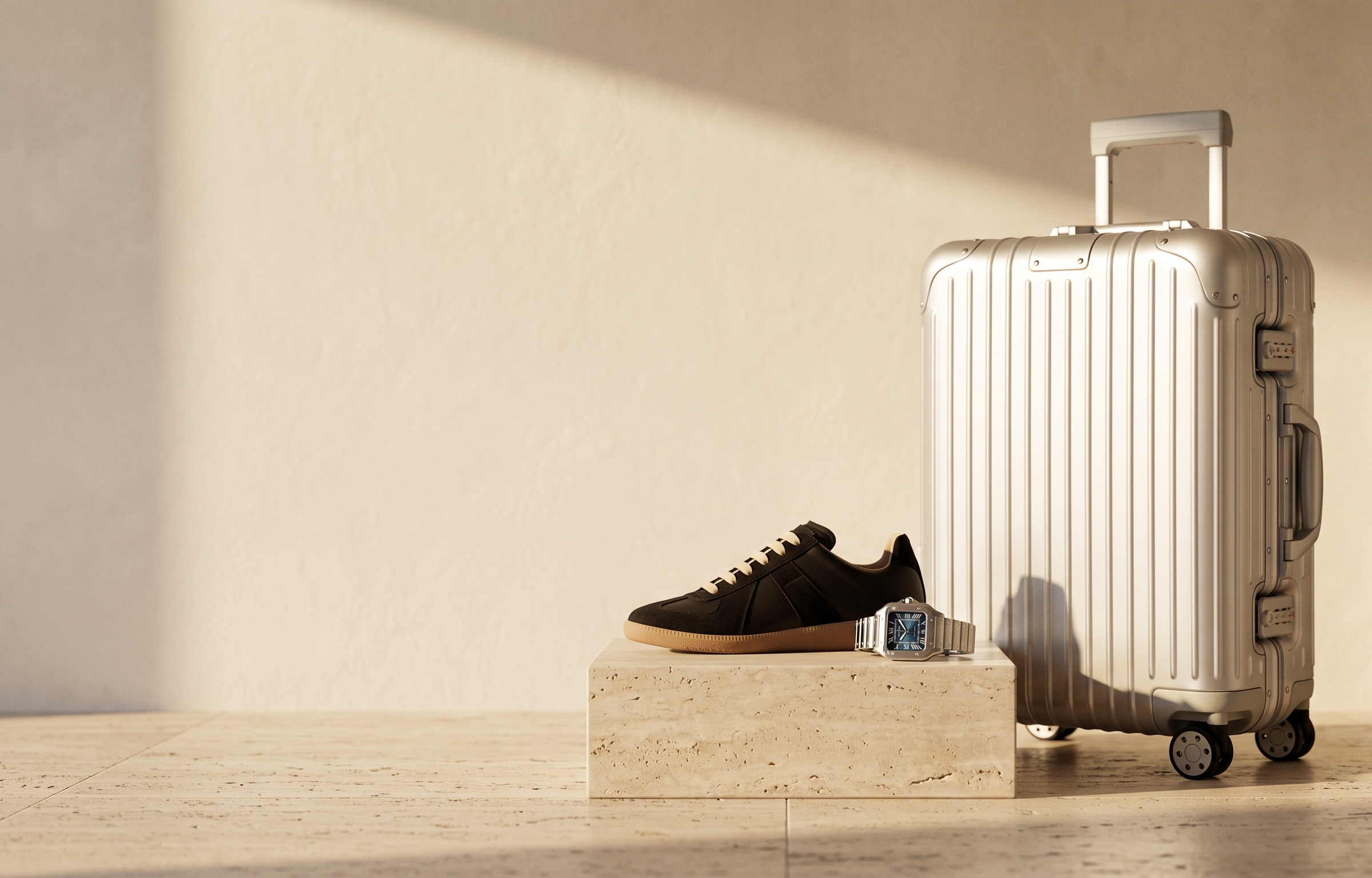 Sableau bestsellers — Gats sneakers, RW aluminium case and watch in a warm atelier