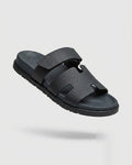 Sableau Palm Slides in Black — chunky velcro slide