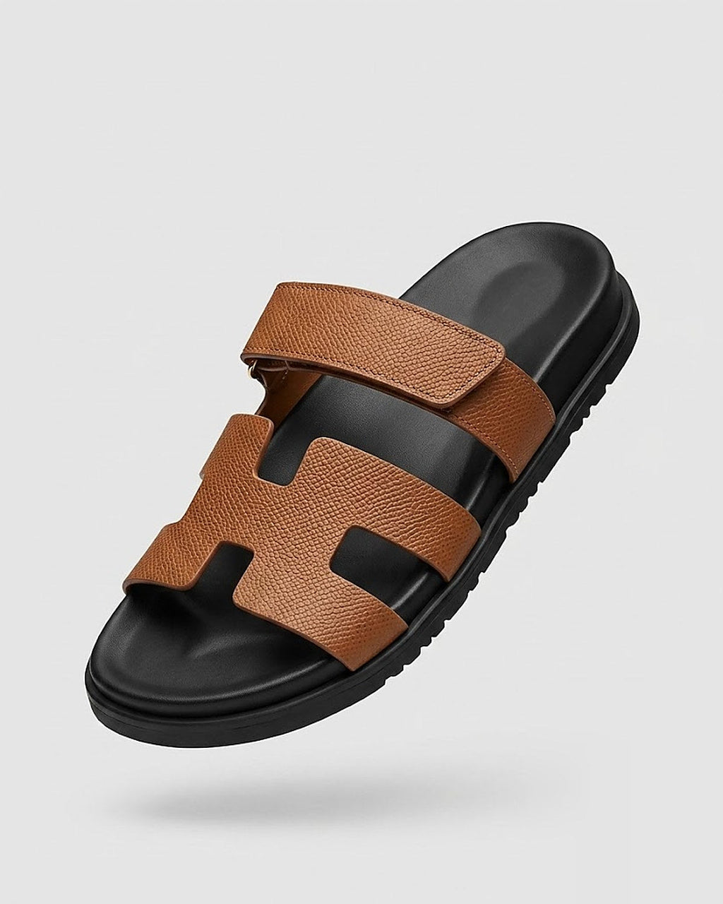 Sableau Palm Slides in Brown — chunky velcro slide