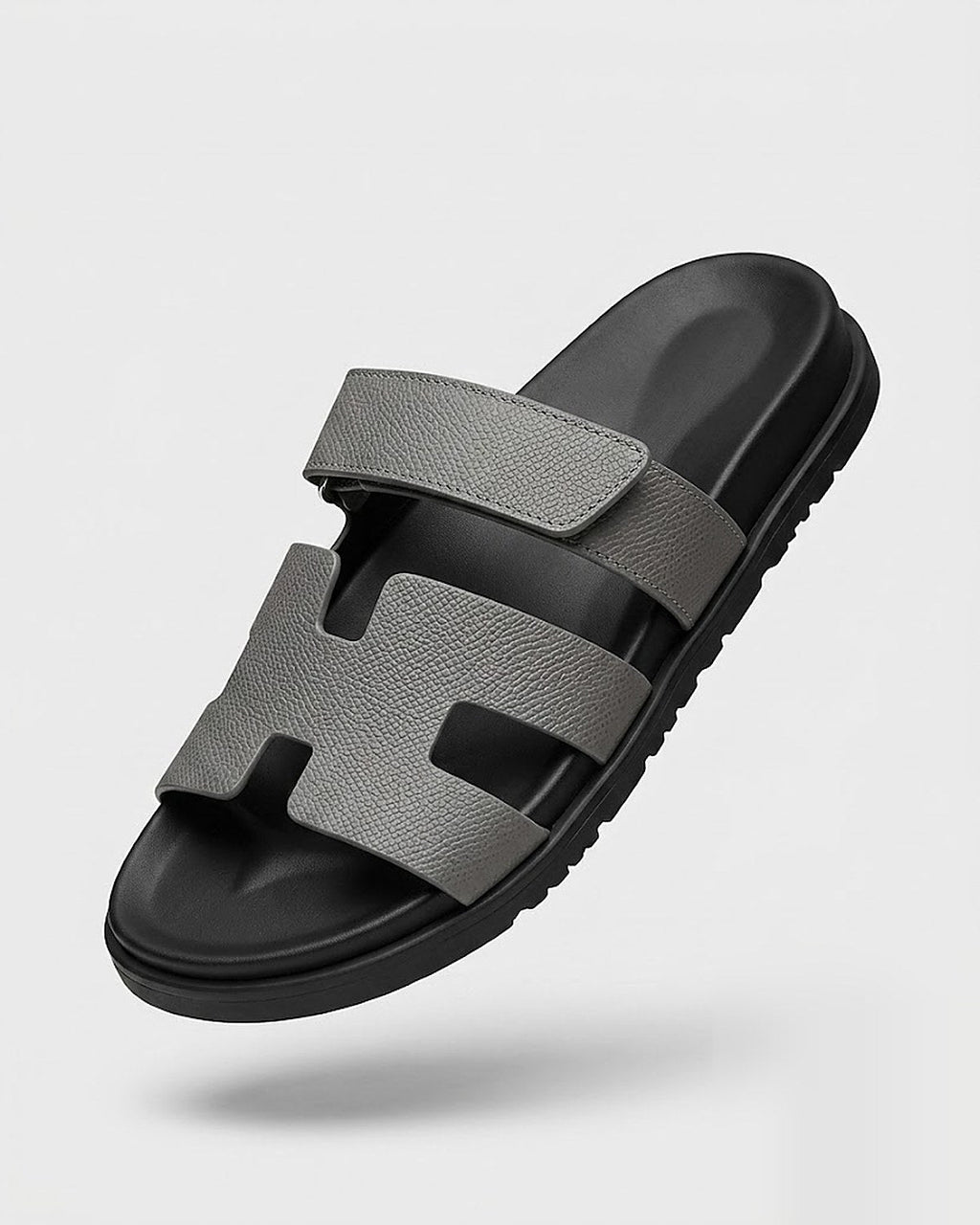 Sableau Palm Slides in Grey — chunky velcro slide