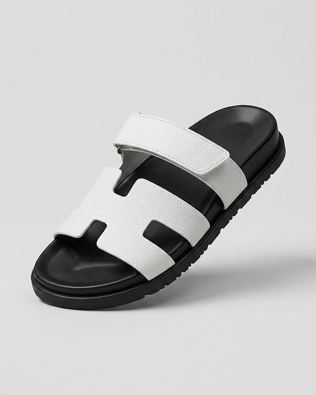 Sableau Palm Slides in White — chunky velcro slide