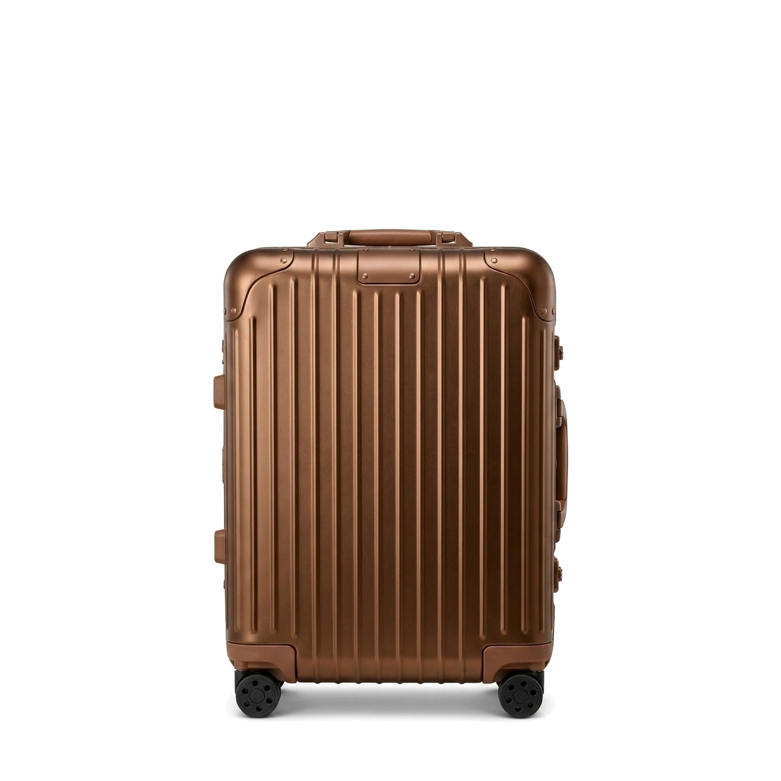 Sableau RW Aluminium Case in Bronze — front view on a plain studio backdrop