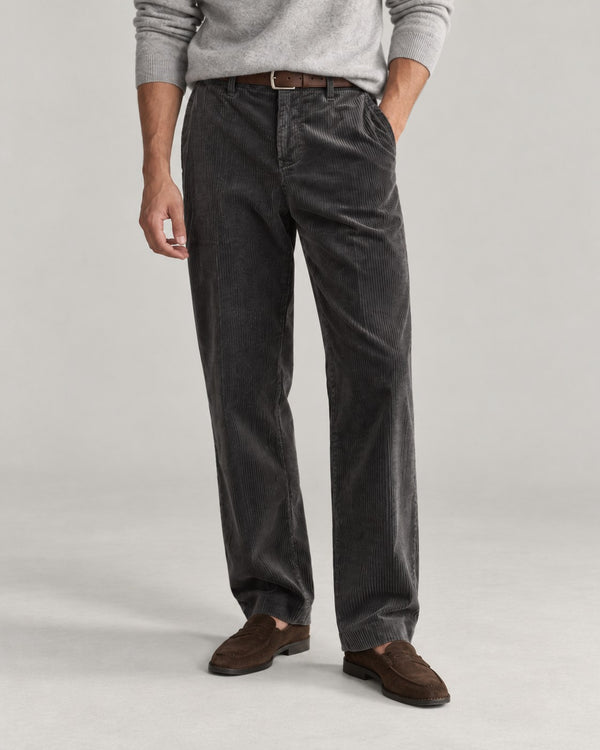 Sableau Corduroy Straight Trousers in Grey