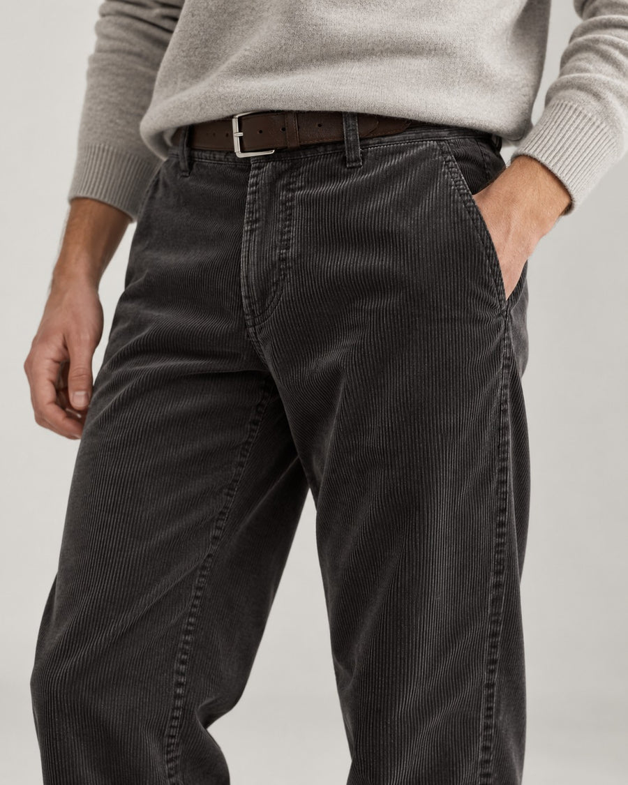 Sableau Corduroy Straight Trousers in Grey