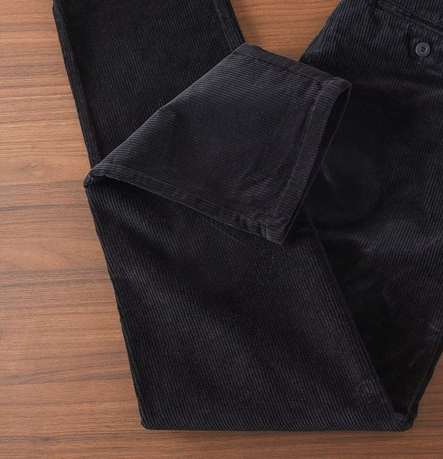 Sableau Corduroy Straight Trousers in Black