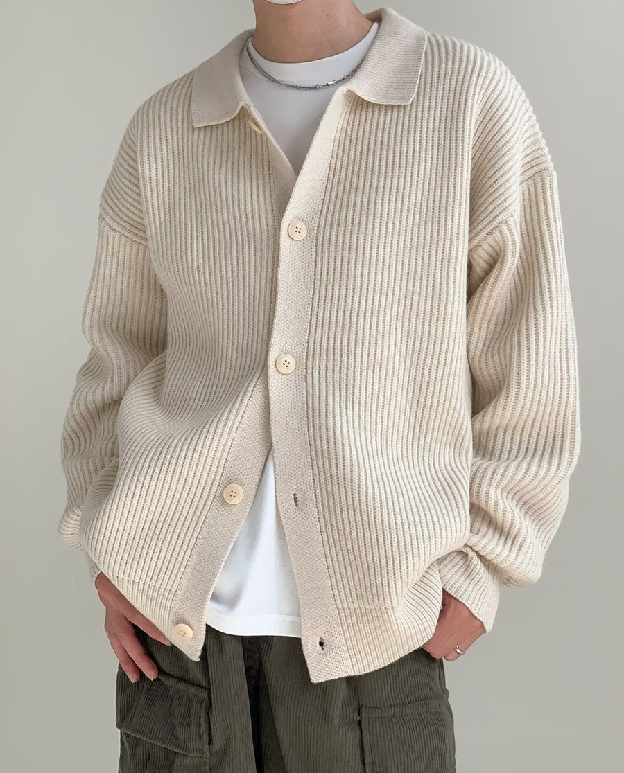Sableau Ribbed Cardigan Shirt in Cream