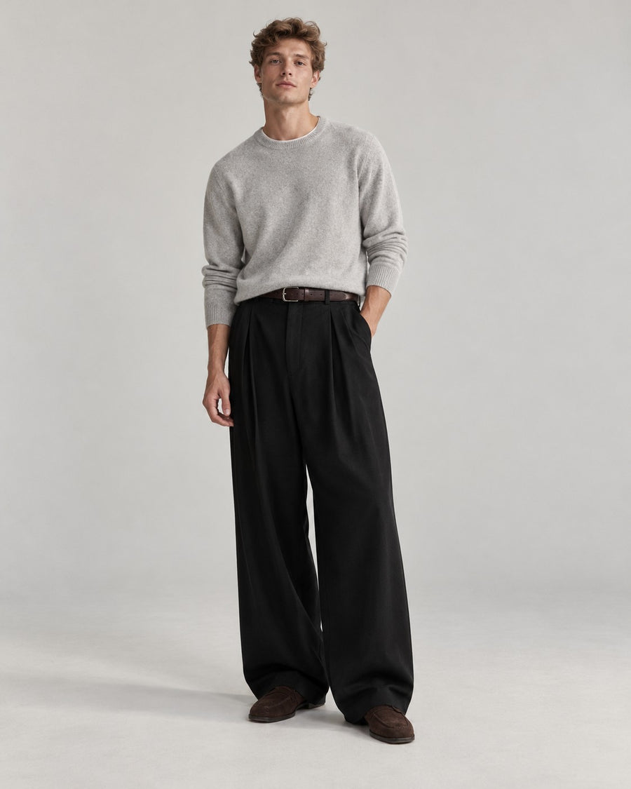 Sableau Wide Pleated Trousers in Black
