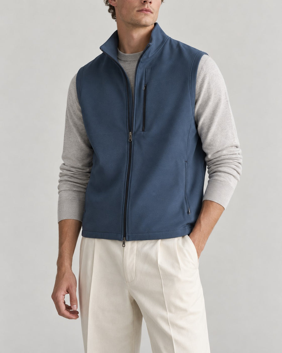 Sableau Stand-Collar Zip Gilet in Blue