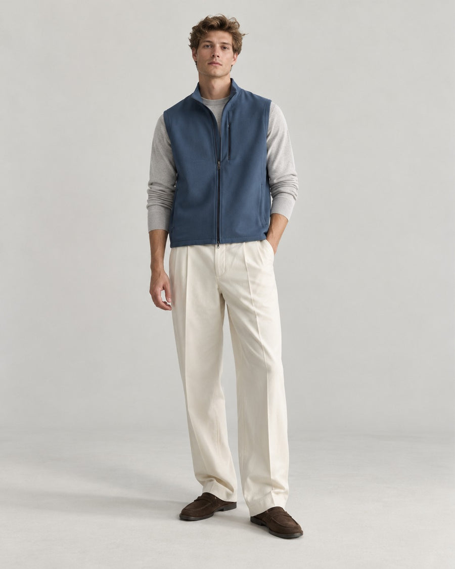 Sableau Stand-Collar Zip Gilet in Blue