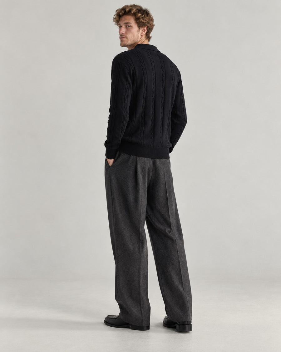 Sableau Cable Polo Sweater in Black